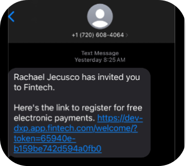 text invite screenshot
