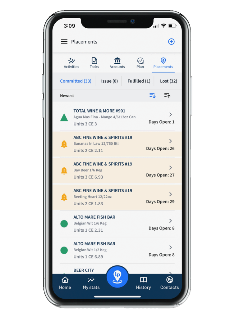 alcohol supplier placement tracker