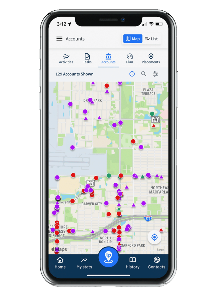 Account map placement tracker