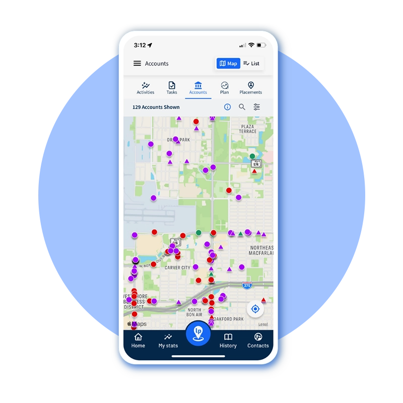 CRM account tracking map